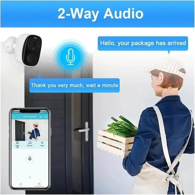Alt view image 6 of 7 - 2K 3MP Battery WiFi Security Camera Spotlight Siren 2-Way Audio Waterproof
