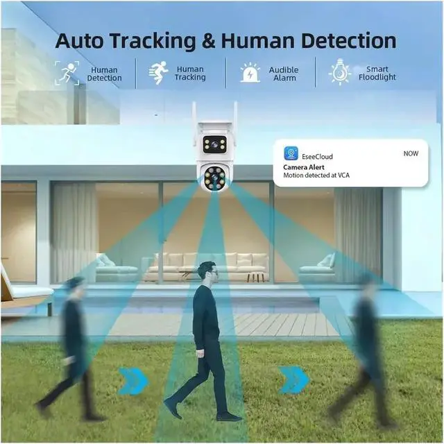 Alt view image 3 of 6 - 8MP 4K Dual Lens Mini PTZ Camera Two-Way Audio Waterproof