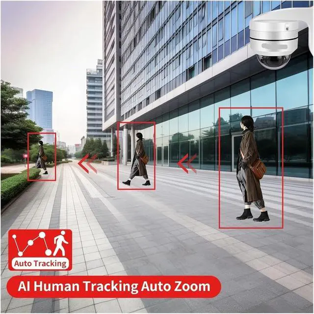 Alt view image 5 of 6 - 8MP 4K PoE PTZ Dome Camera 5X Zoom AI Auto Tracking