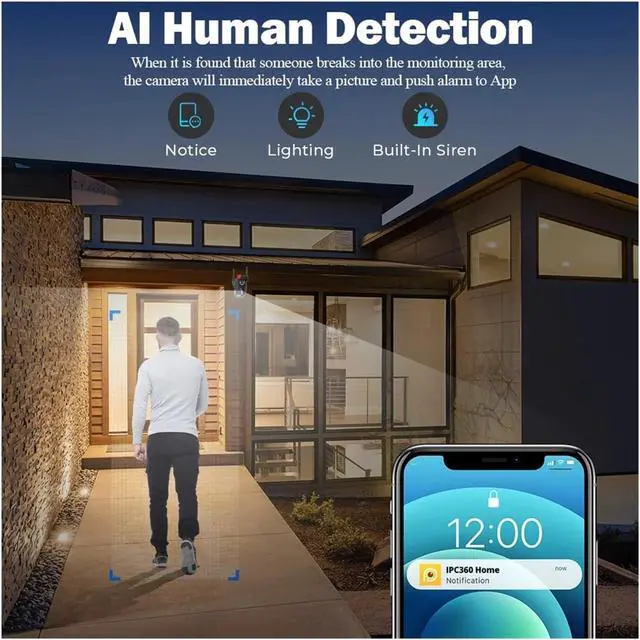 Alt view image 3 of 4 - 20MP Multi-Lens PTZ WiFi IP Security Camera