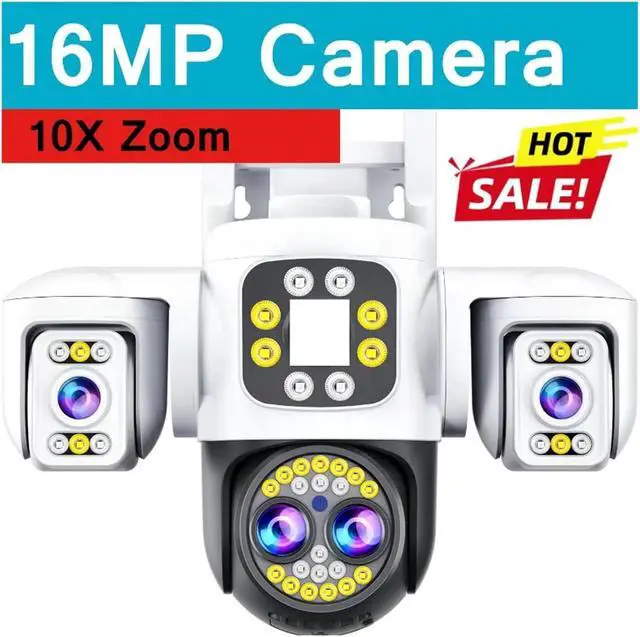 Alt view image 4 of 6 - Quad-Lens 3-Screen 2.4G WiFi PTZ Dome Camera