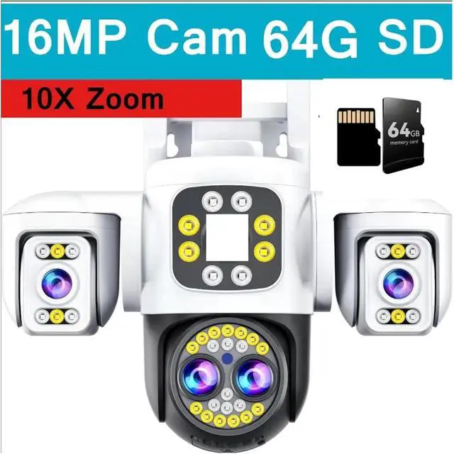 Alt view image 5 of 6 - Quad-Lens 3-Screen 2.4G WiFi PTZ Dome Camera