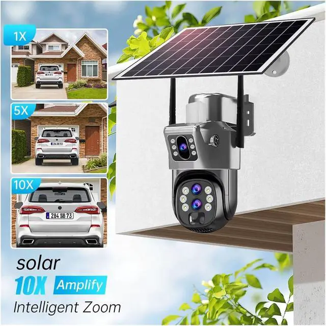 Alt view image 6 of 7 - 12MP Three Lens 4G Solar PTZ Security Camera