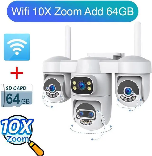 Alt view image 2 of 7 - 20MP 5-Lens 3PTZ WiFi Dome Security Camera