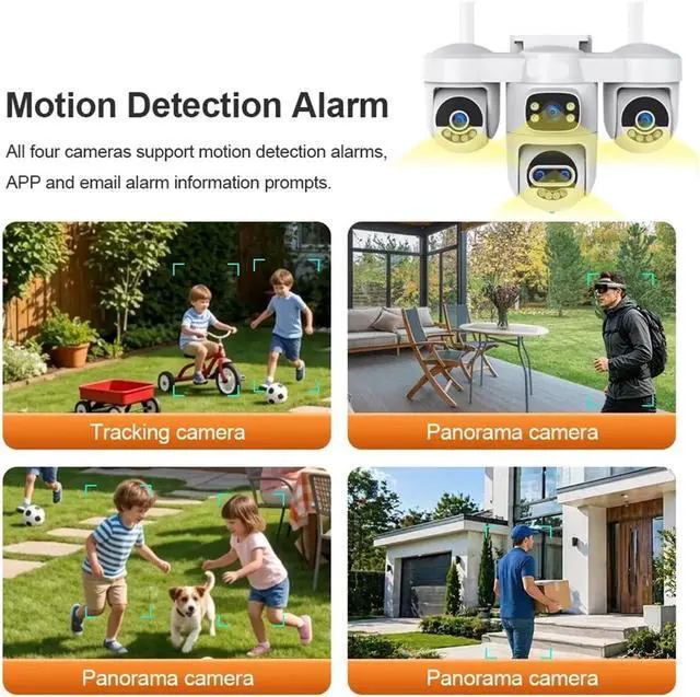 Alt view image 6 of 7 - 20MP 5-Lens 3PTZ WiFi Dome Security Camera