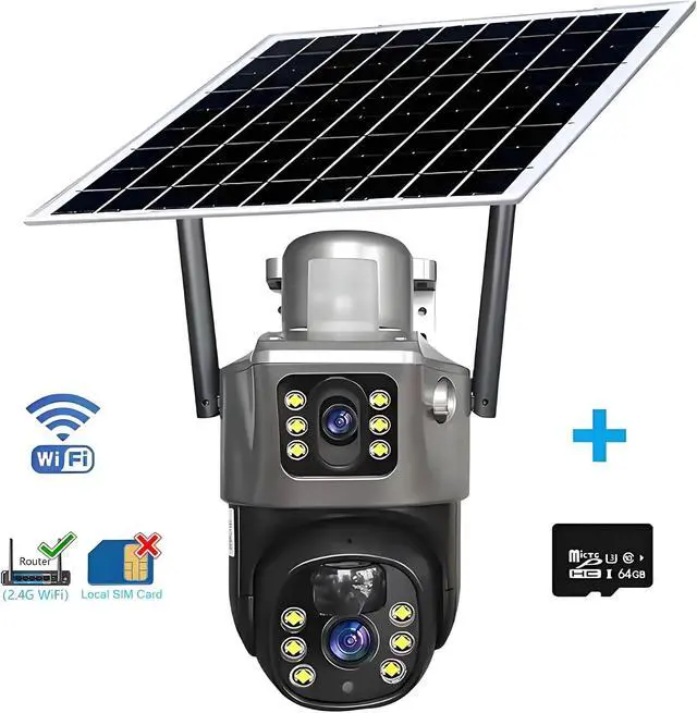 Alt view image 2 of 7 - 8MP 4K Dual Lens 4G WiFi Outdoor PIR Security Camera
