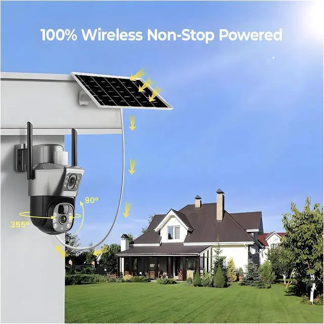 Alt view image 3 of 7 - 8MP 4K Dual Lens 4G WiFi Outdoor PIR Security Camera