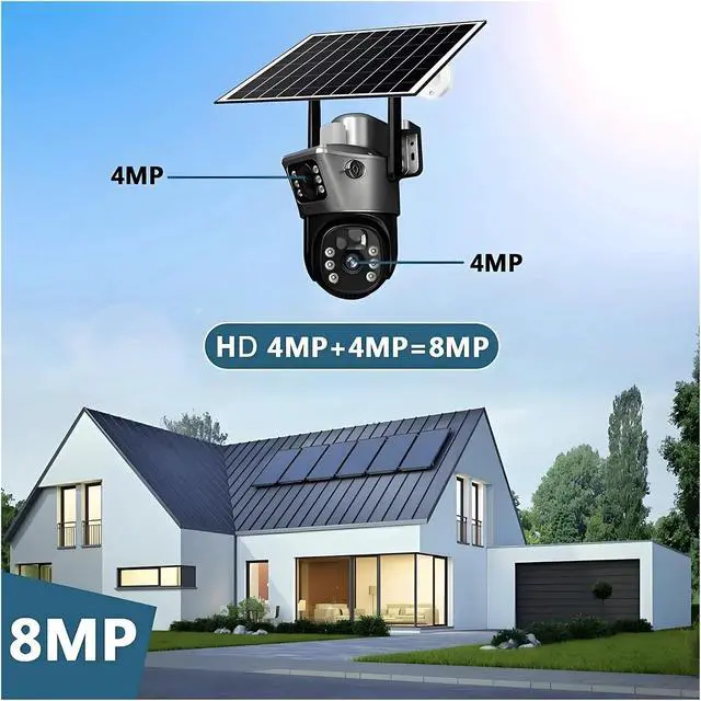 Alt view image 4 of 7 - 8MP 4K Dual Lens 4G WiFi Outdoor PIR Security Camera