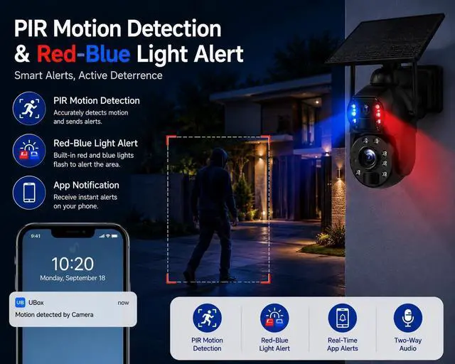 Alt view image 5 of 7 - for UBox 20x Zoom Solar Wireless Outdoor Security Camera, Metal Shell Dual Lens PTZ Camera, WiFi & 4G LTE Cellular Network, Full-Color Night Vision, PIR Motion Detection Outdoor Monitoring camera1