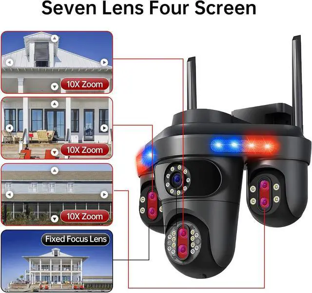 Alt view image 2 of 6 - WiFi Outdoor Multi-Lens PTZ Wireless Security IP Camera