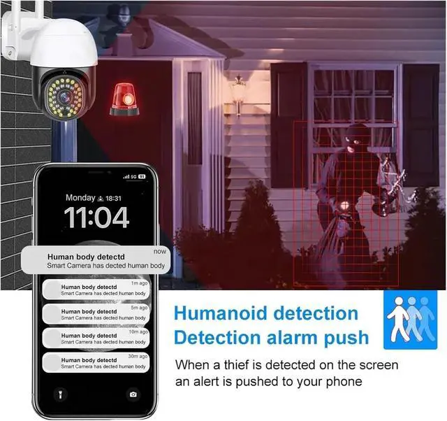 Alt view image 3 of 7 - 5MP WiFi PTZ Camera 10X Zoom AI Human Auto Tracking