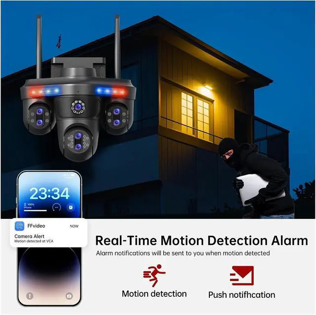 Alt view image 5 of 6 - WiFi Outdoor Multi-Lens PTZ Wireless Security IP Camera
