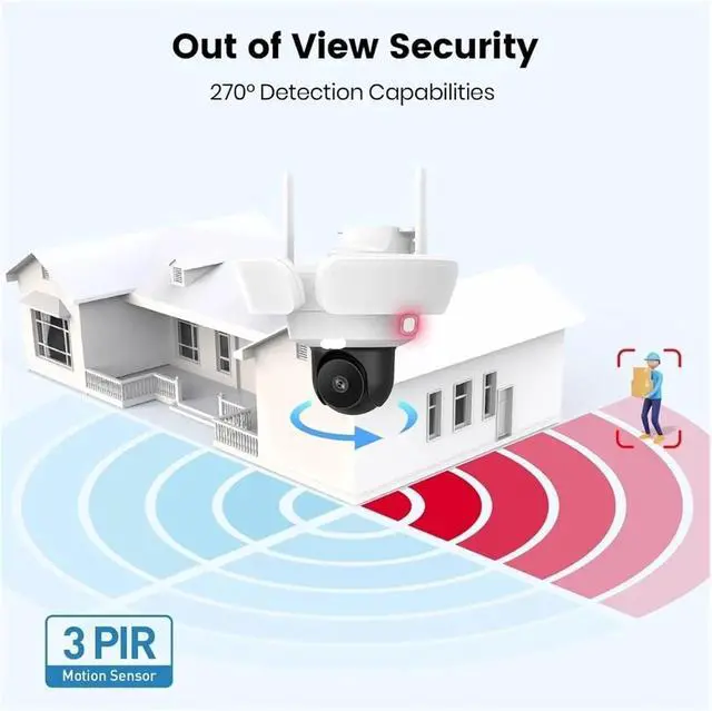 Alt view image 4 of 6 - 4K Floodlight Wired Outdoor Security Camera 360° Coverage