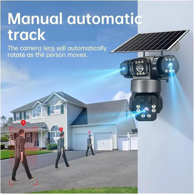 Alt view image 5 of 7 - 12MP 6K 3 Lens 3 Screen 4G Solar Outdoor Security Camera