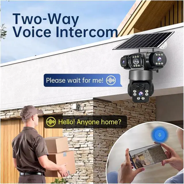 Alt view image 7 of 7 - 6K 12MP 3 Lens 3 Screen Solar PTZ Security Camera, 4G SIM Outdoor CCTV Cam with Human Detection & Auto Tracking