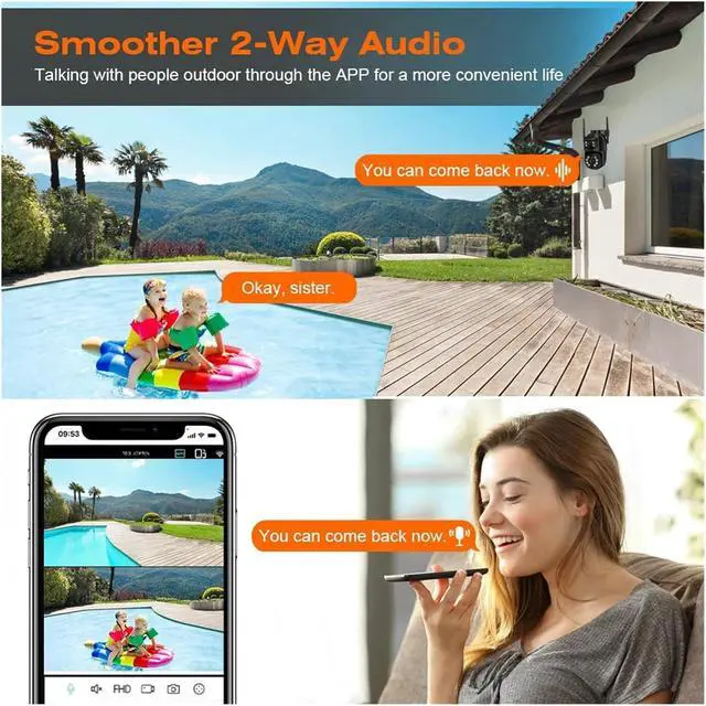 Alt view image 2 of 6 - 8MP 4K Dual Lens Dual Screen PTZ WiFi Security Camera