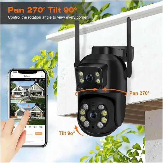Alt view image 5 of 6 - 8MP 4K Dual Lens Dual Screen PTZ WiFi Security Camera
