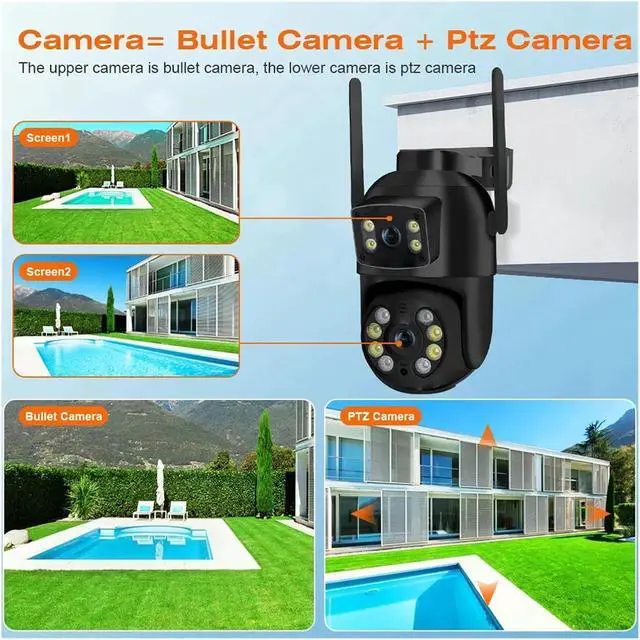 Alt view image 6 of 6 - 8MP 4K Dual Lens Dual Screen PTZ WiFi Security Camera