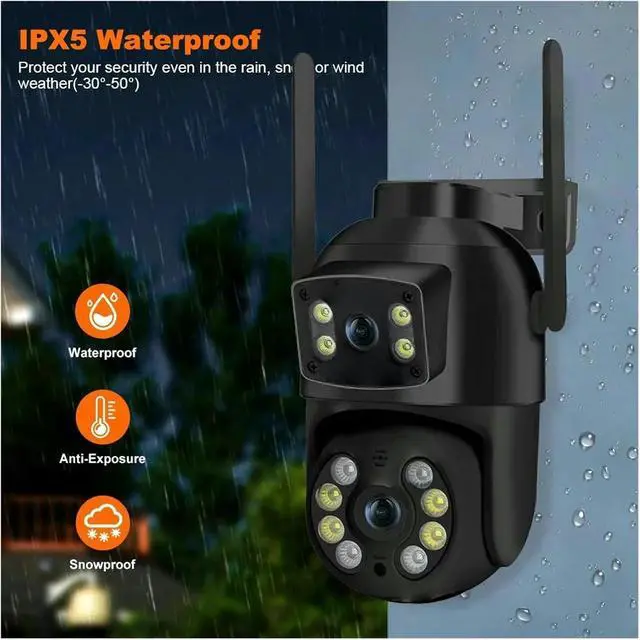 Alt view image 4 of 6 - 8MP 4K Dual Lens Dual Screen PTZ WiFi Security Camera