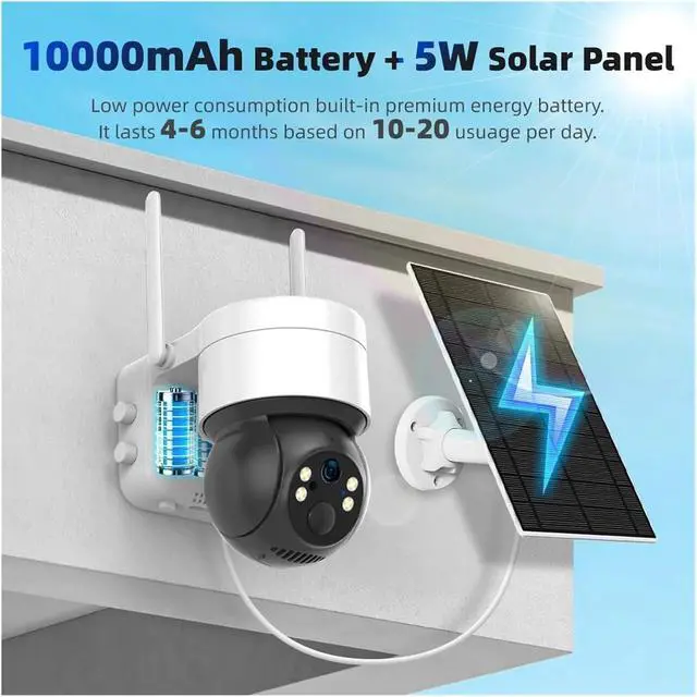 Alt view image 4 of 7 - Solar Outdoor PTZ Security Camera