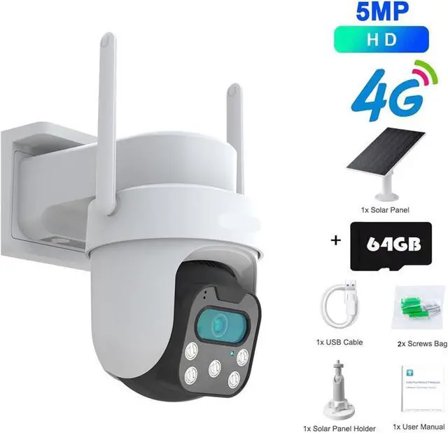 Alt view image 2 of 7 - 5MP 2K 4G Solar PTZ Camera AOV PIR Motion Detection