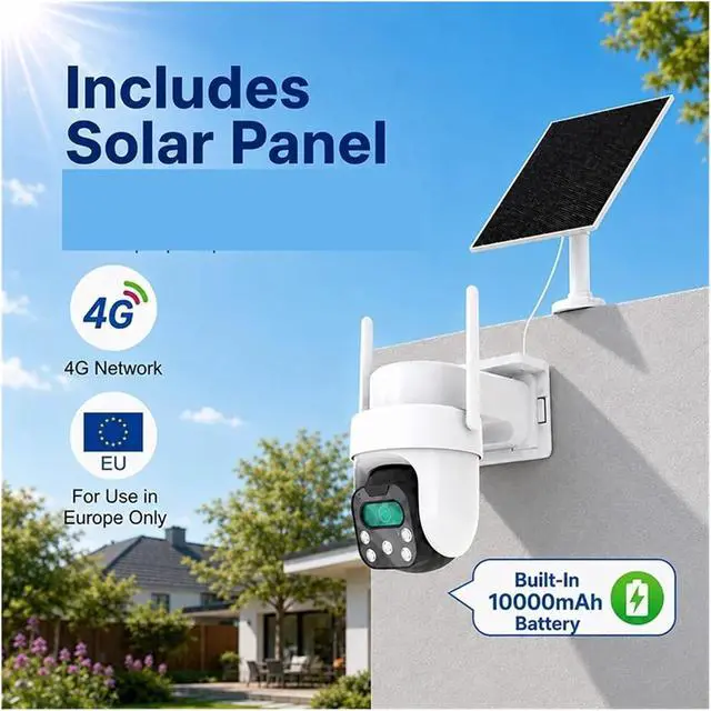 Alt view image 4 of 7 - 5MP 2K 4G Solar PTZ Camera AOV PIR Motion Detection