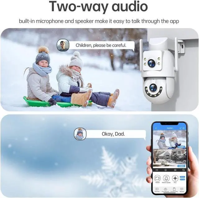 Alt view image 3 of 6 - 4MP Dual Lens Dual Screen WiFi PTZ Security Camera