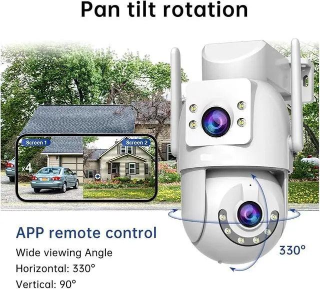 Alt view image 4 of 6 - 4MP Dual Lens Dual Screen WiFi PTZ Security Camera