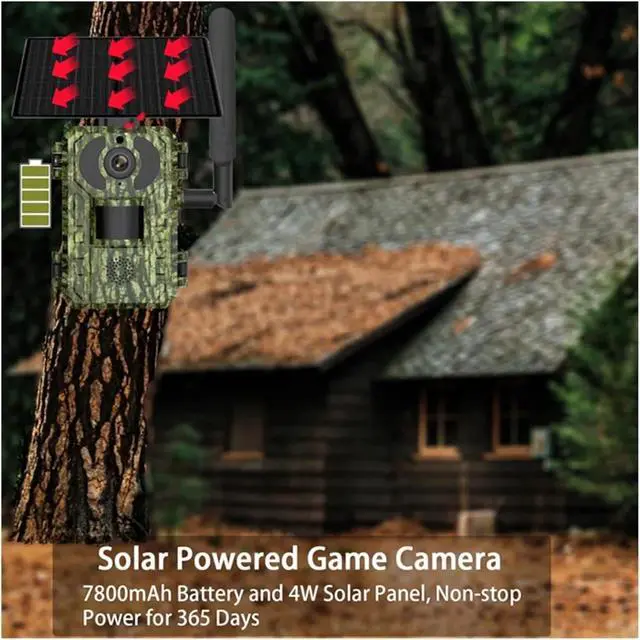 Alt view image 7 of 7 - 2K 4G Solar Trail Camera No Glow Night Vision IP65