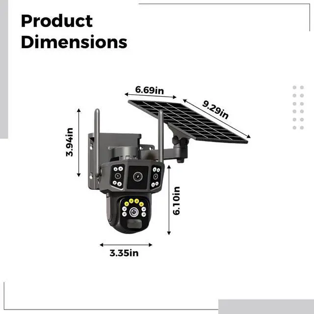 Alt view image 2 of 6 - 4G LTE Solar Powered Security Camera, Wireless Outdoor Camera with 2MP Dual Lens, Full Color Night Vision, Human Detection, IP65 Waterproof, Low Power Consumption, Pan and Tilt for Outdoor Use