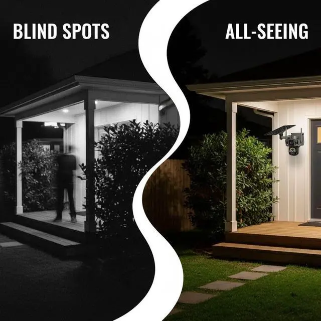 Alt view image 5 of 6 - 4G LTE Solar Powered Security Camera, Wireless Outdoor Camera with 2MP Dual Lens, Full Color Night Vision, Human Detection, IP65 Waterproof, Low Power Consumption, Pan and Tilt for Outdoor Use