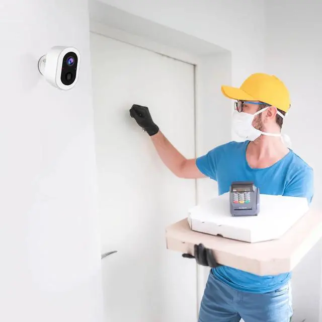 Alt view image 4 of 4 - Surveillance Camera for Outdoor and Indoor Use, Wireless, Battery Powered, HD Night Vision, PIR Detection, Two Way Audio, Compatible with Android iOS Devices, IP65 Dust and Water Protection