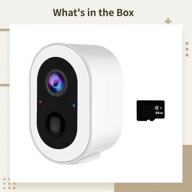 Alt view image 3 of 4 - Surveillance Camera for Outdoor and Indoor Use, Wireless, Battery Powered, HD Night Vision, PIR Detection, Two Way Audio, Compatible with Android iOS Devices, IP65 Dust and Water Protection