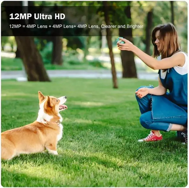 Alt view image 4 of 6 - Outdoor PTZ Security Camera 12MP Triple Lens 3-Screen WiFi (Cardless)