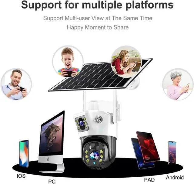 Alt view image 4 of 7 - 8MP 4K Dual Lens Solar 4G WiFi Outdoor IP Camera