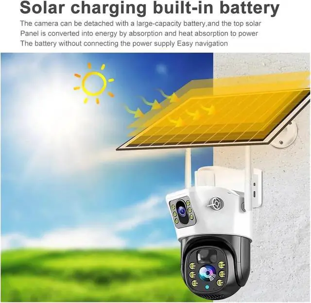 Alt view image 6 of 7 - 8MP 4K Dual Lens Solar Outdoor Security Surveillance IP Camera