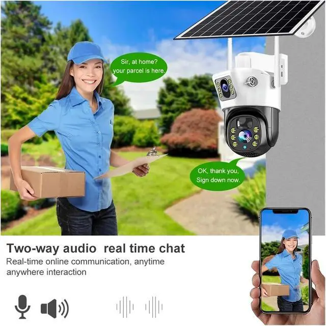 Alt view image 7 of 7 - 8MP 4K Dual Lens Solar Outdoor Security Surveillance IP Camera