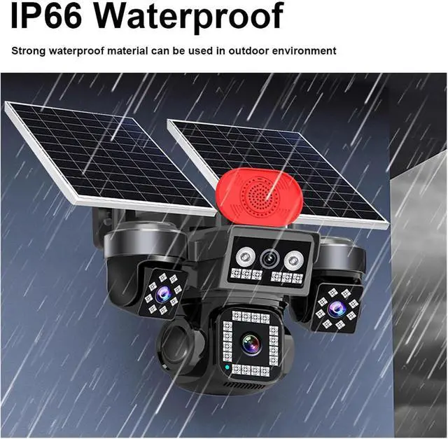 Alt view image 2 of 6 - 10K 20MP 4-Lens 4G WiFi Solar 360° PTZ Bullet Camera