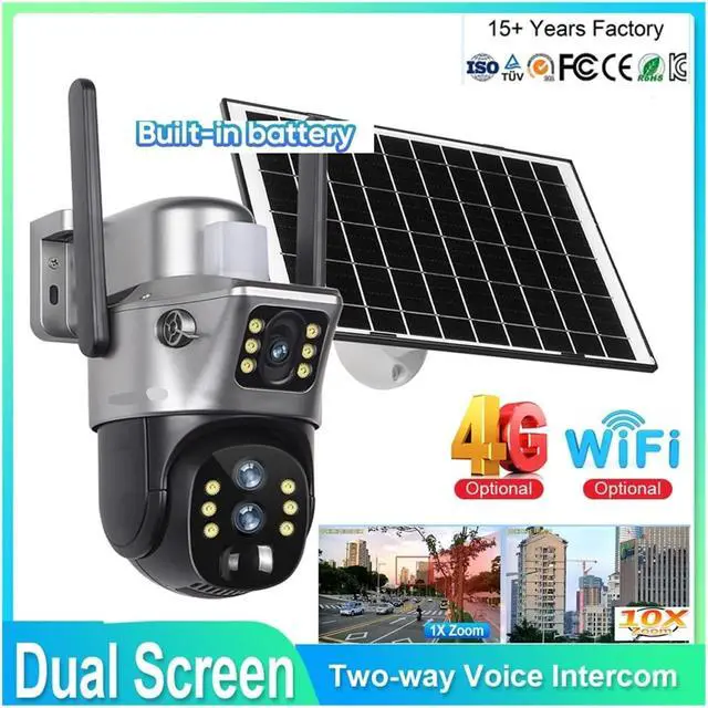 Alt view image 3 of 7 - 12MP Dual Screen Solar PTZ Security Camera