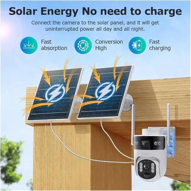 Alt view image 7 of 7 - 12MP Dual Lens Solar PTZ Security Camera