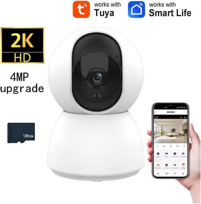Alt view image 2 of 6 - 4MP 2K Tuya WiFi Indoor PTZ Security IP Camera
