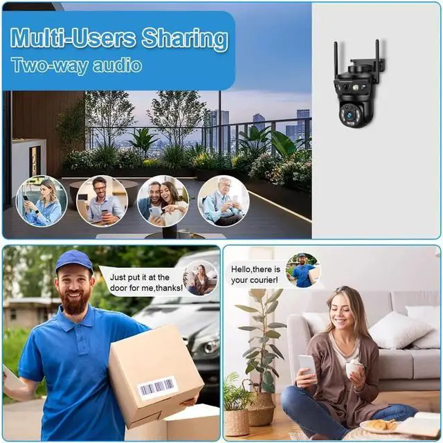 Alt view image 6 of 7 - 9MP Tri-Lens PTZ Outdoor Security Camera