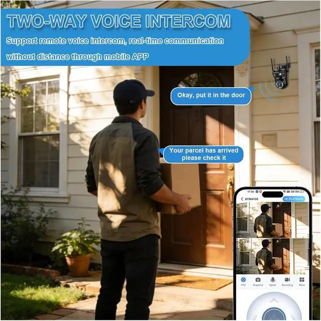 Alt view image 4 of 7 - 9MP Tri-Lens PTZ Outdoor Security Camera