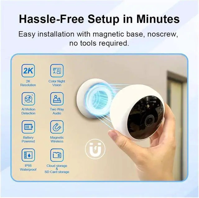 Alt view image 4 of 7 - 5MP 2K Magnetic Battery WiFi Outdoor Security IP Camera