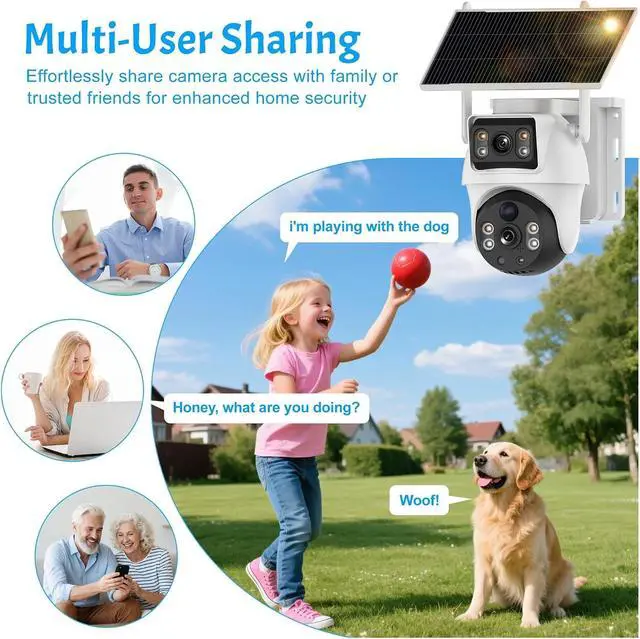 Alt view image 6 of 7 - 8MP 4K Dual Lens 4G SIM PTZ Dual View Security Camera