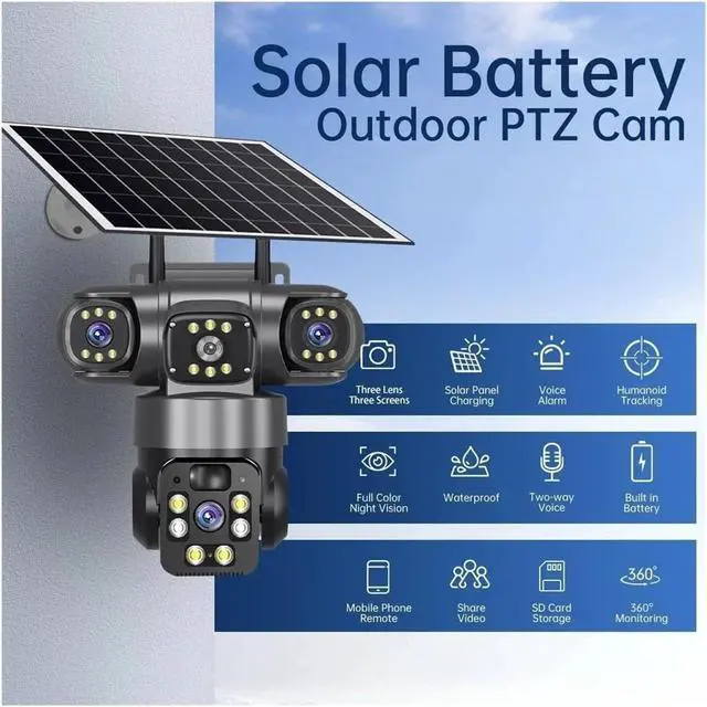 Alt view image 7 of 7 - 15MP Tri-Lens Solar PTZ Security Camera