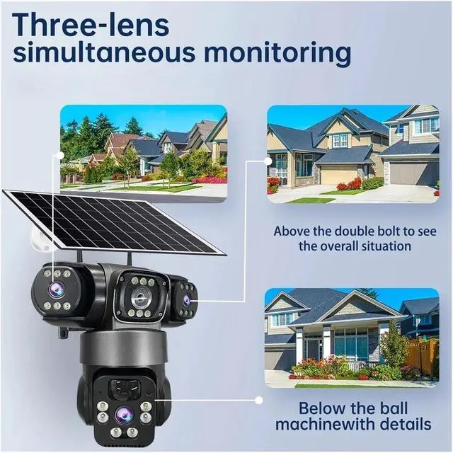 Alt view image 4 of 7 - 15MP Tri-Lens Solar PTZ Security Camera