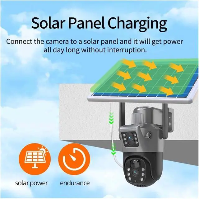 Alt view image 2 of 6 - 8MP 4K Dual Lens WiFi Solar PTZ Security Camera