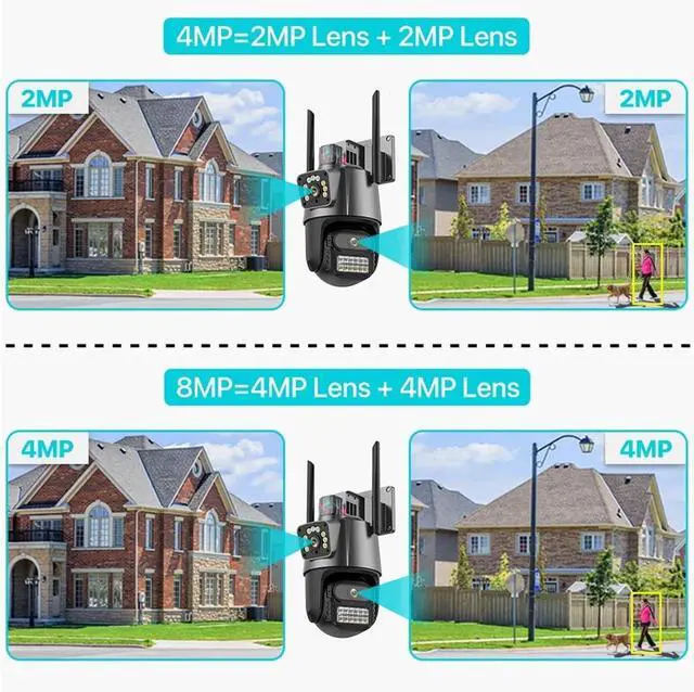 Alt view image 6 of 6 - 6K 8MP Three Lens PTZ WiFi Outdoor Security IP Camera