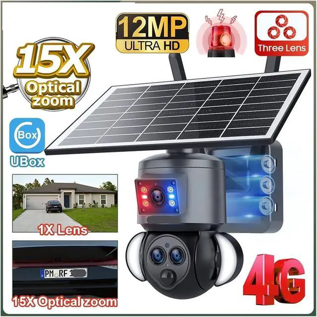 Alt view image 2 of 7 - 8MP 4K Dual Lens 4G WiFi Solar PTZ Security Camera